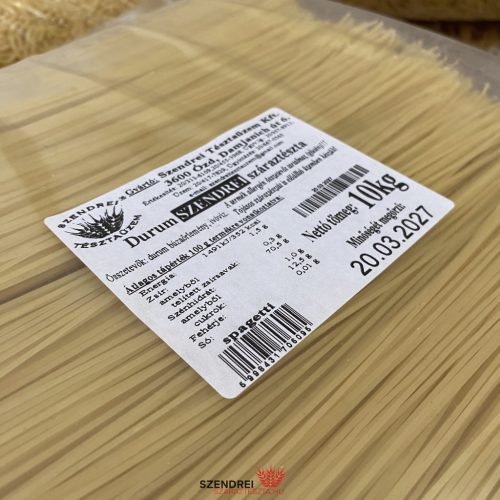 Durum Szendrei Spagetti Száraztészta 10 kg.